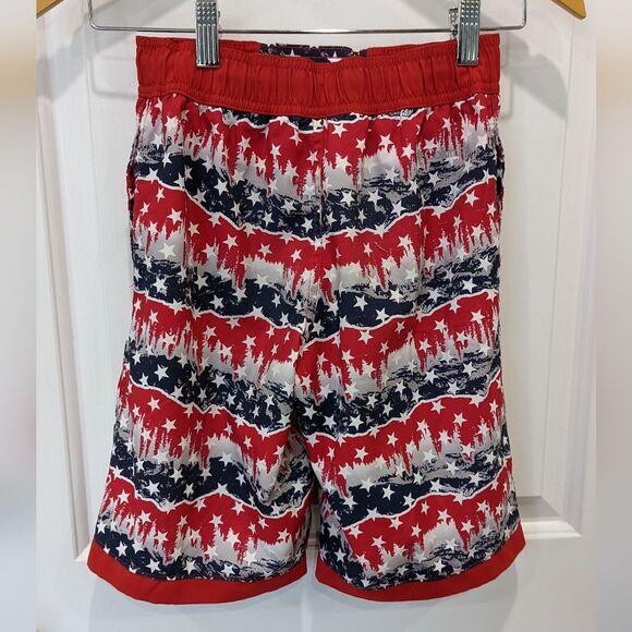 Columbia Red White Blue Patriotic Sandy Shores Board Shorts Trunks Boys 10 12 M - Picture 3 of 6